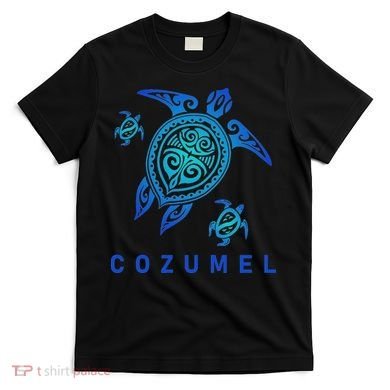 Cozumel Mexico Sea Blue Tribal Turtle T-Shirt