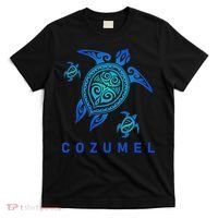 Cozumel Mexico Sea Blue Tribal Turtle T-Shirt thumb 0