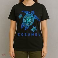 Cozumel Mexico Sea Blue Tribal Turtle T-Shirt thumb 4