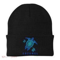 Cozumel Mexico Sea Blue Tribal Turtle Beanie thumb 0