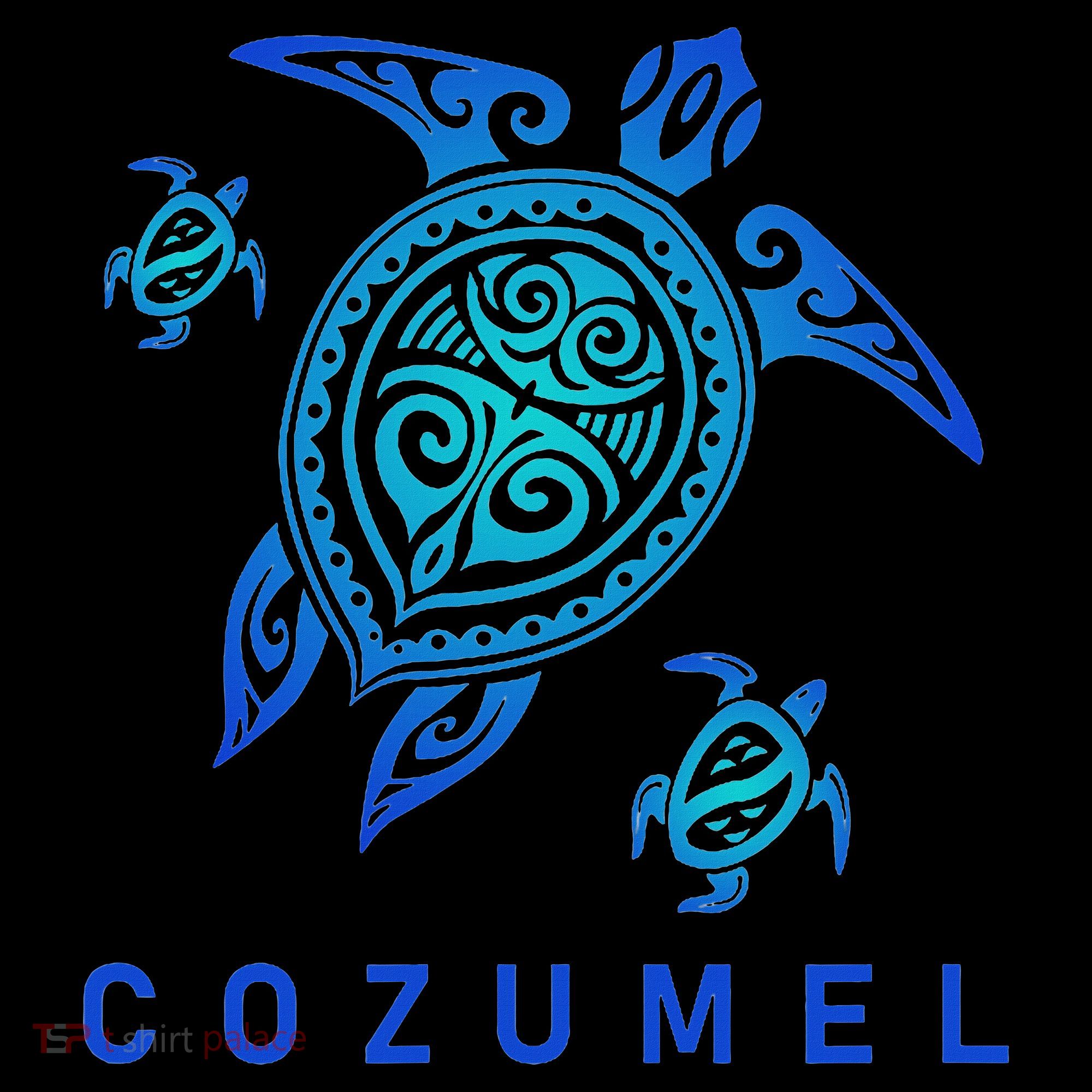 Cozumel Mexico Sea Blue Tribal Turtle Mousepad