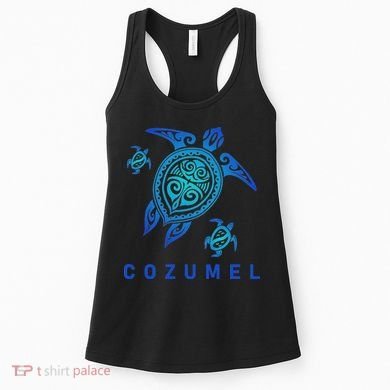Cozumel Mexico Sea Blue Tribal Turtle Women's Tank Top