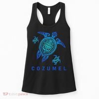 Cozumel Mexico Sea Blue Tribal Turtle Women's Tank Top thumb 0
