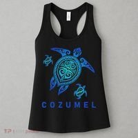 Cozumel Mexico Sea Blue Tribal Turtle Women's Tank Top thumb 3