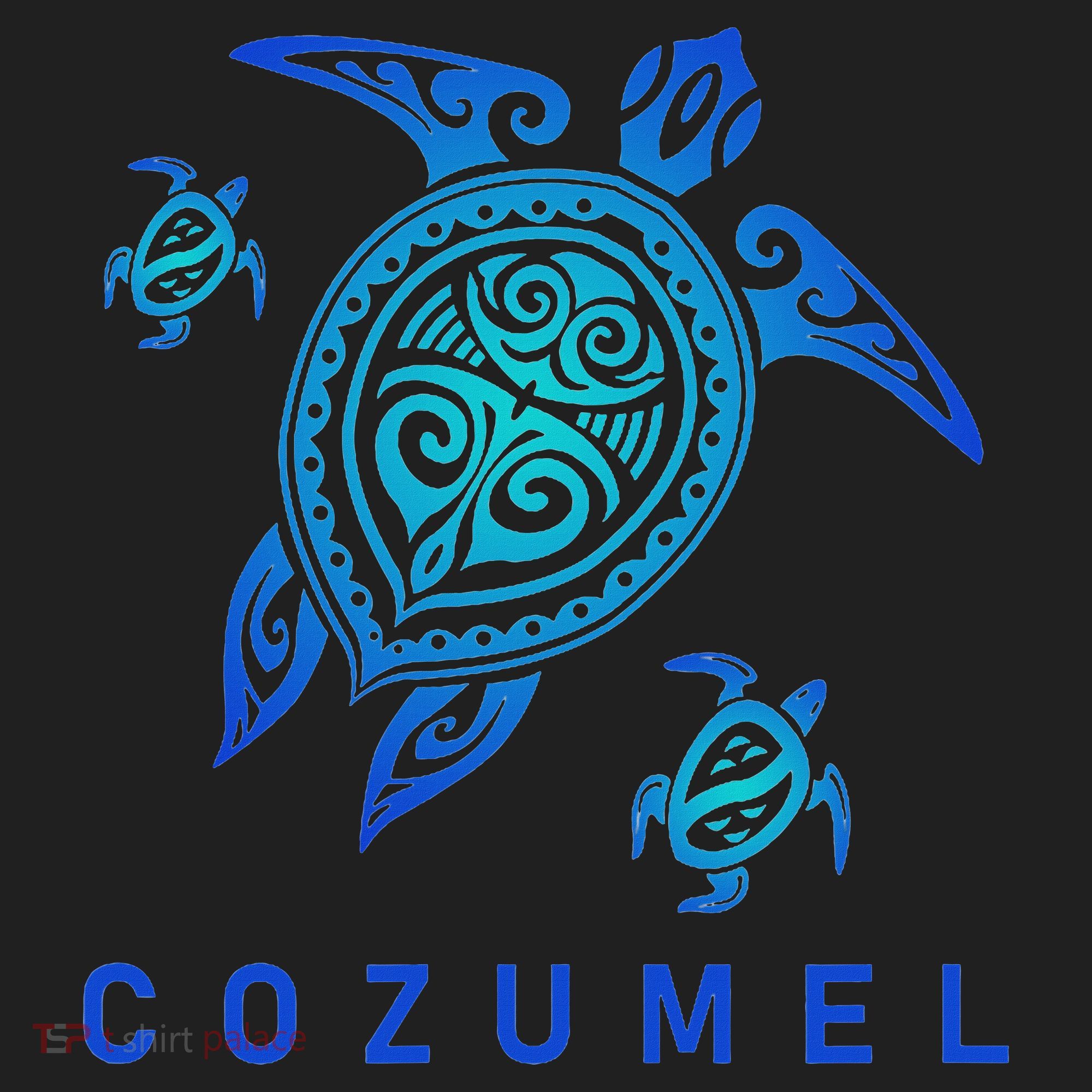 Cozumel Mexico Sea Blue Tribal Turtle Hat