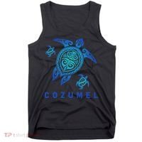 Cozumel Mexico Sea Blue Tribal Turtle Tank Top thumb 0