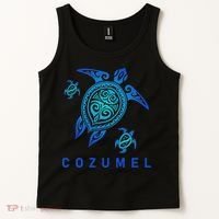 Cozumel Mexico Sea Blue Tribal Turtle Tank Top thumb 2