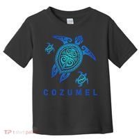 Cozumel Mexico Sea Blue Tribal Turtle Toddler T-Shirt thumb 0