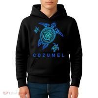 Cozumel Mexico Sea Blue Tribal Turtle Kids Hoodie thumb 4