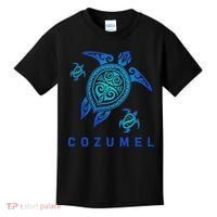 Cozumel Mexico Sea Blue Tribal Turtle Kids T-Shirt thumb 0