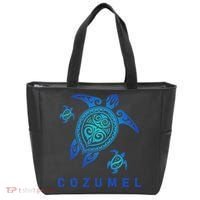 Cozumel Mexico Sea Blue Tribal Turtle Tote Bag thumb 0