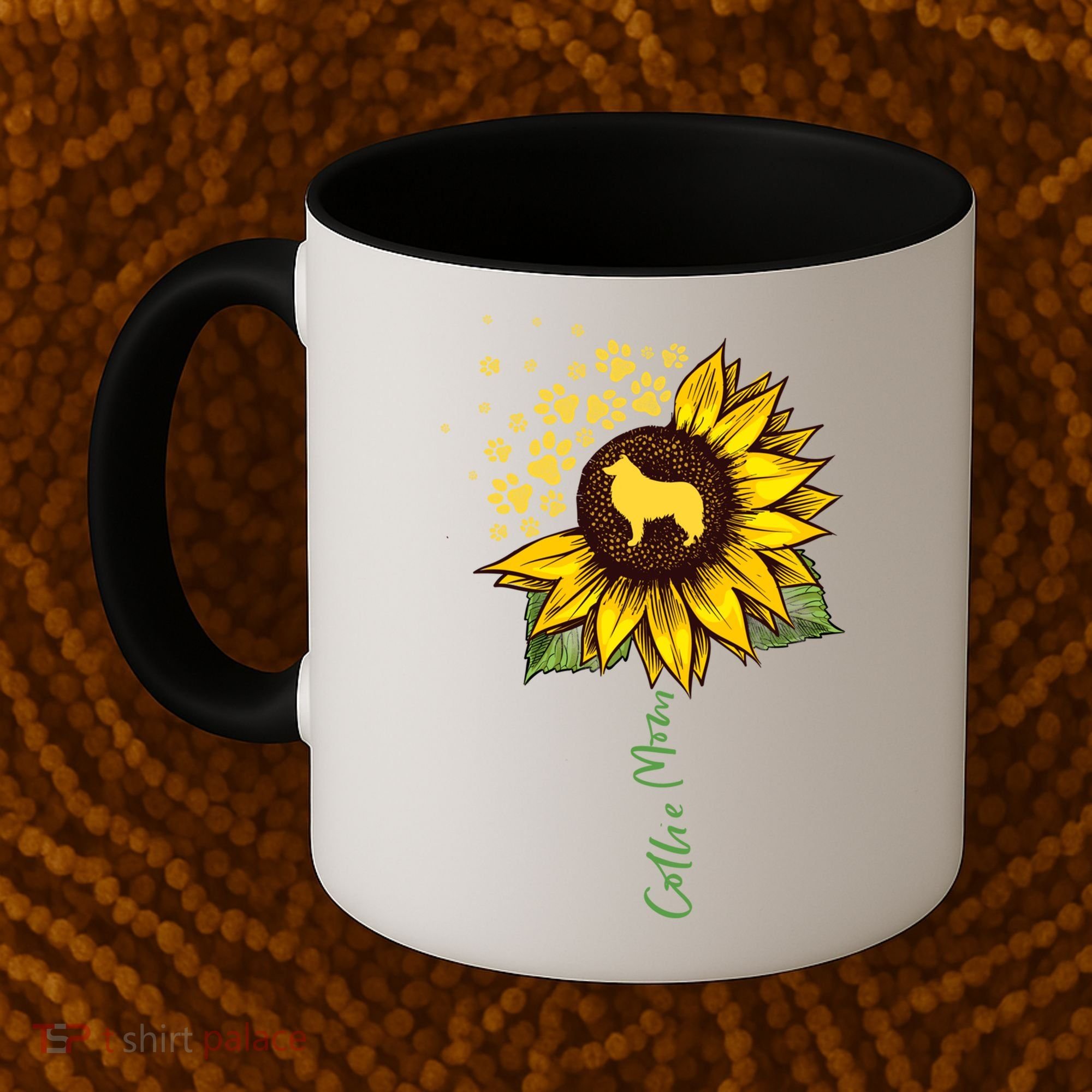 Collie Mom Sunflower Rough Collie Funny Gift Dog Mom Mama Gift Coffee Mug