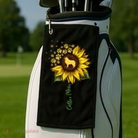 Collie Mom Sunflower Rough Collie Funny Gift Dog Mom Mama Gift Golf Towel thumb 2