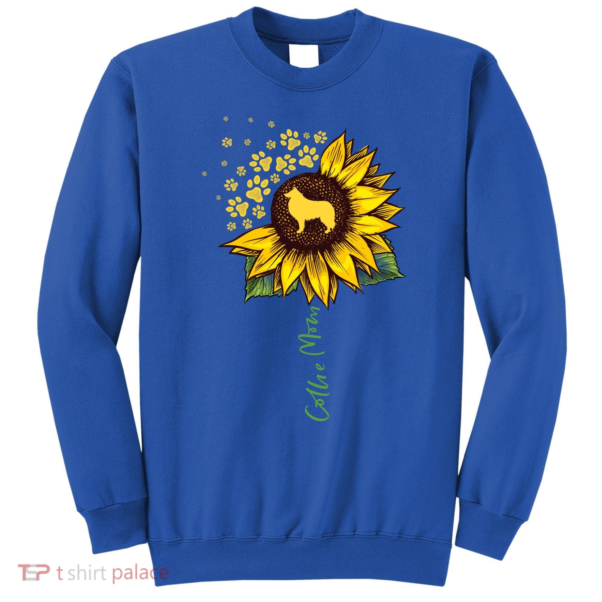 Collie Mom Sunflower Rough Collie Funny Gift Dog Mom Mama Gift Sweatshirt