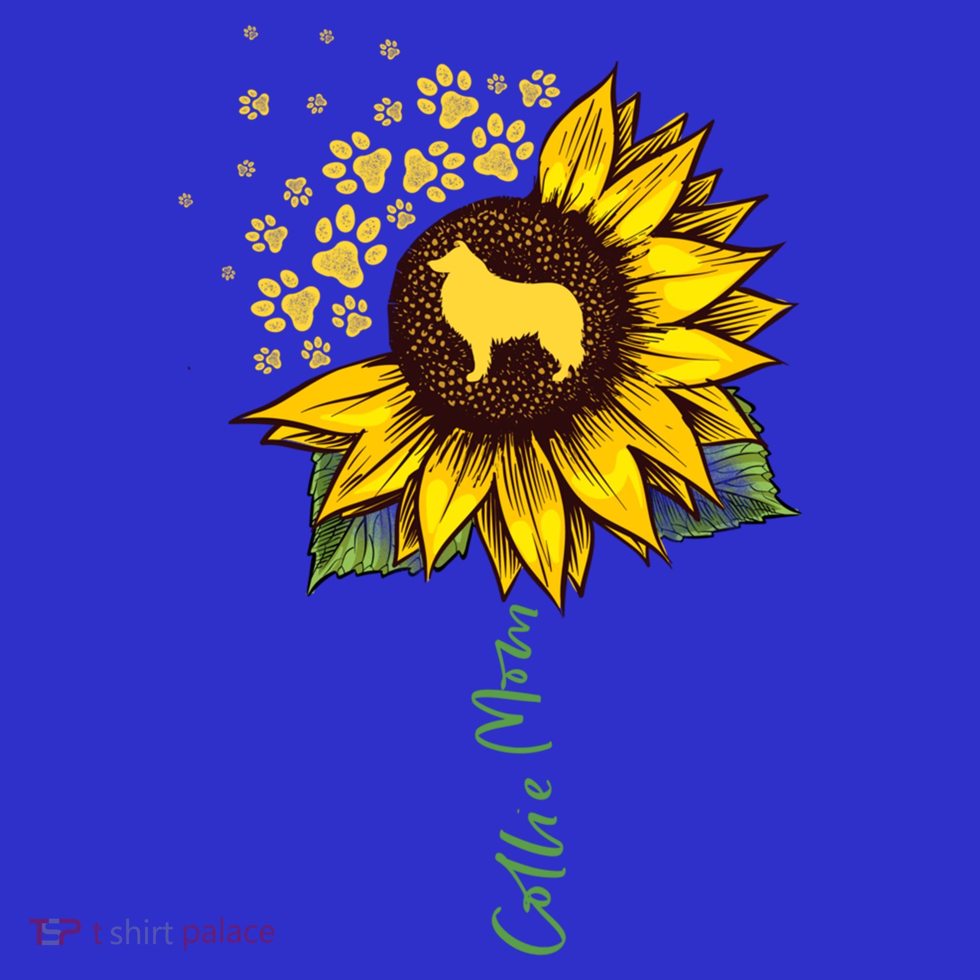 Collie Mom Sunflower Rough Collie Funny Gift Dog Mom Mama Gift T-Shirt