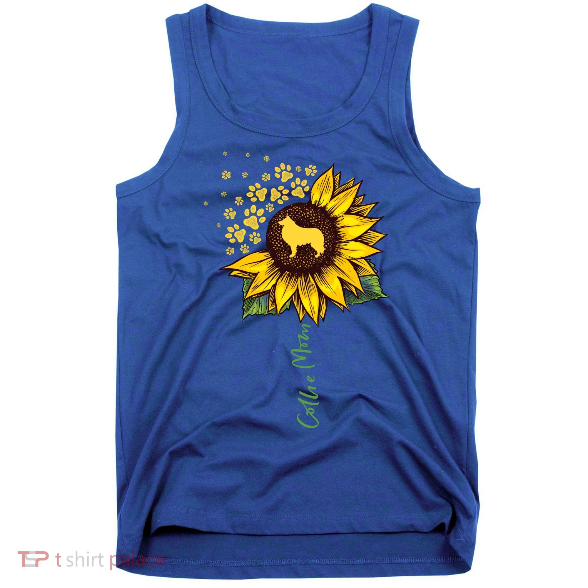 Collie Mom Sunflower Rough Collie Funny Gift Dog Mom Mama Gift Tank Top