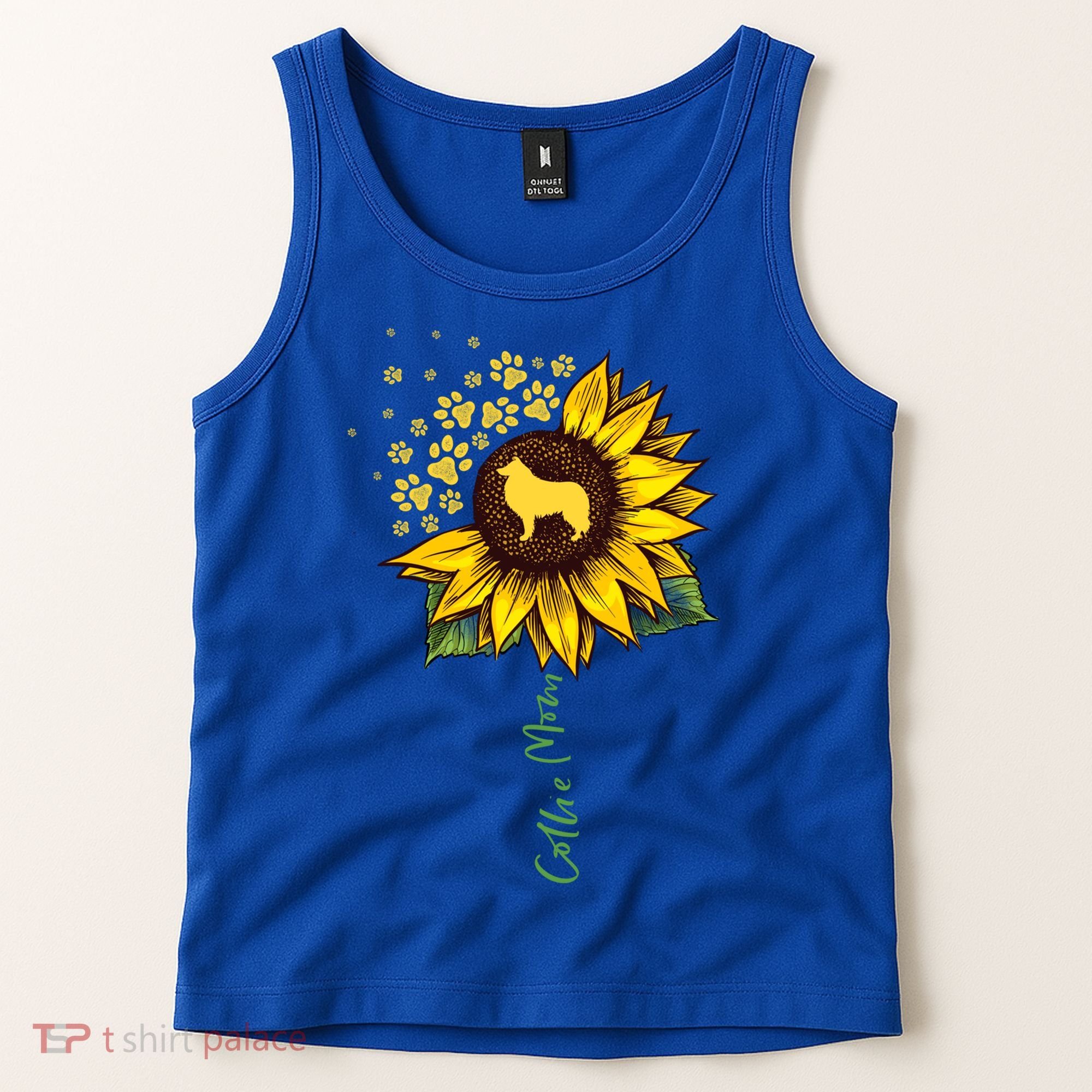 Collie Mom Sunflower Rough Collie Funny Gift Dog Mom Mama Gift Tank Top