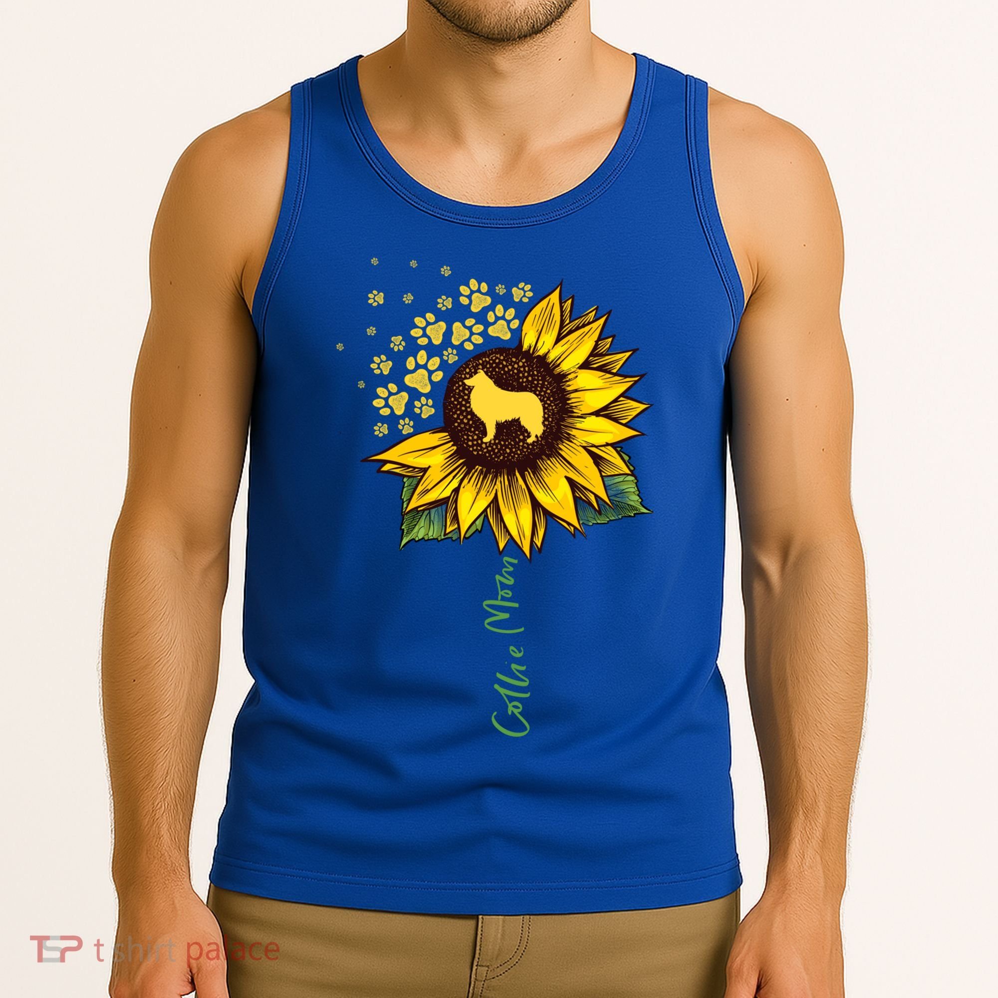 Collie Mom Sunflower Rough Collie Funny Gift Dog Mom Mama Gift Tank Top