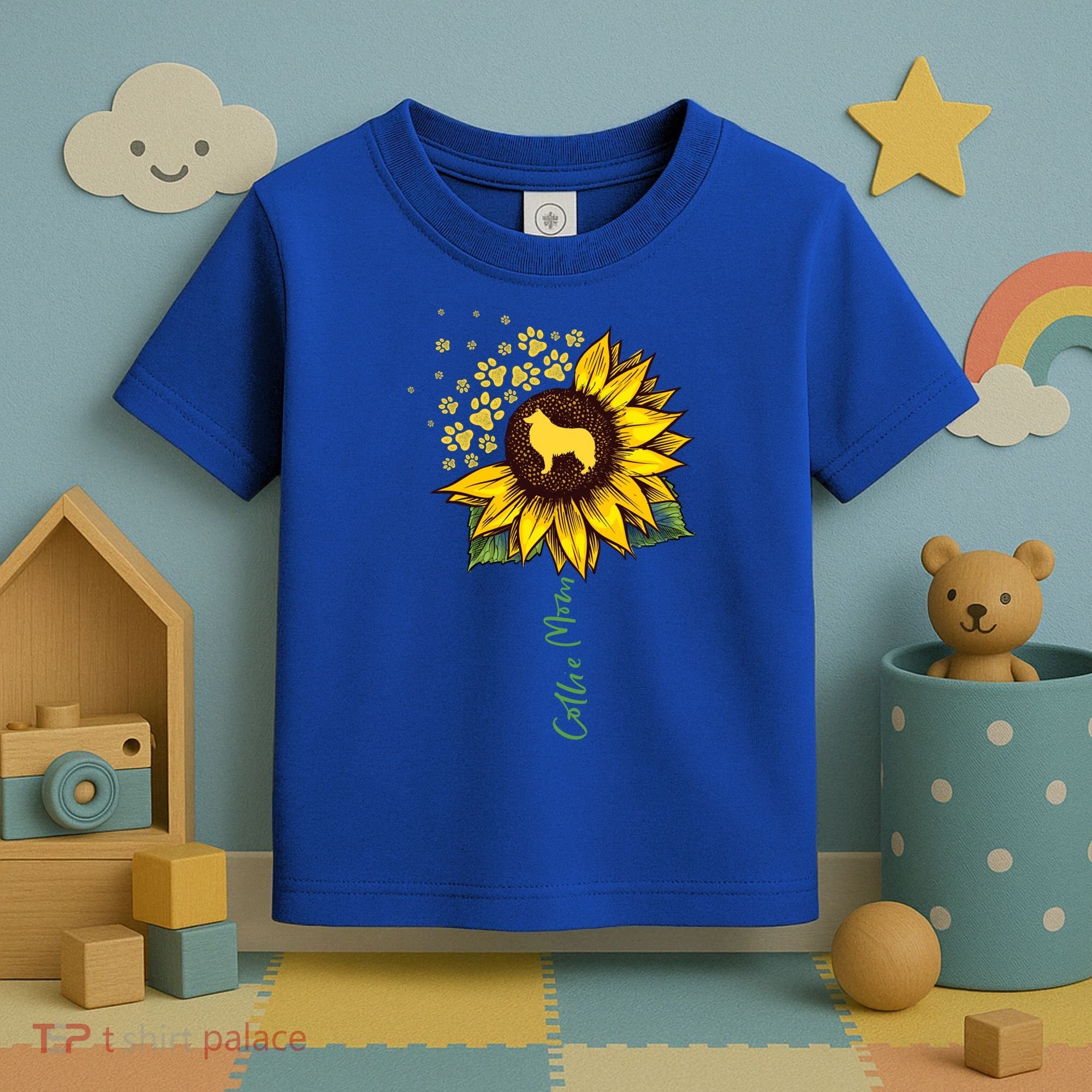 Collie Mom Sunflower Rough Collie Funny Gift Dog Mom Mama Gift Toddler T-Shirt