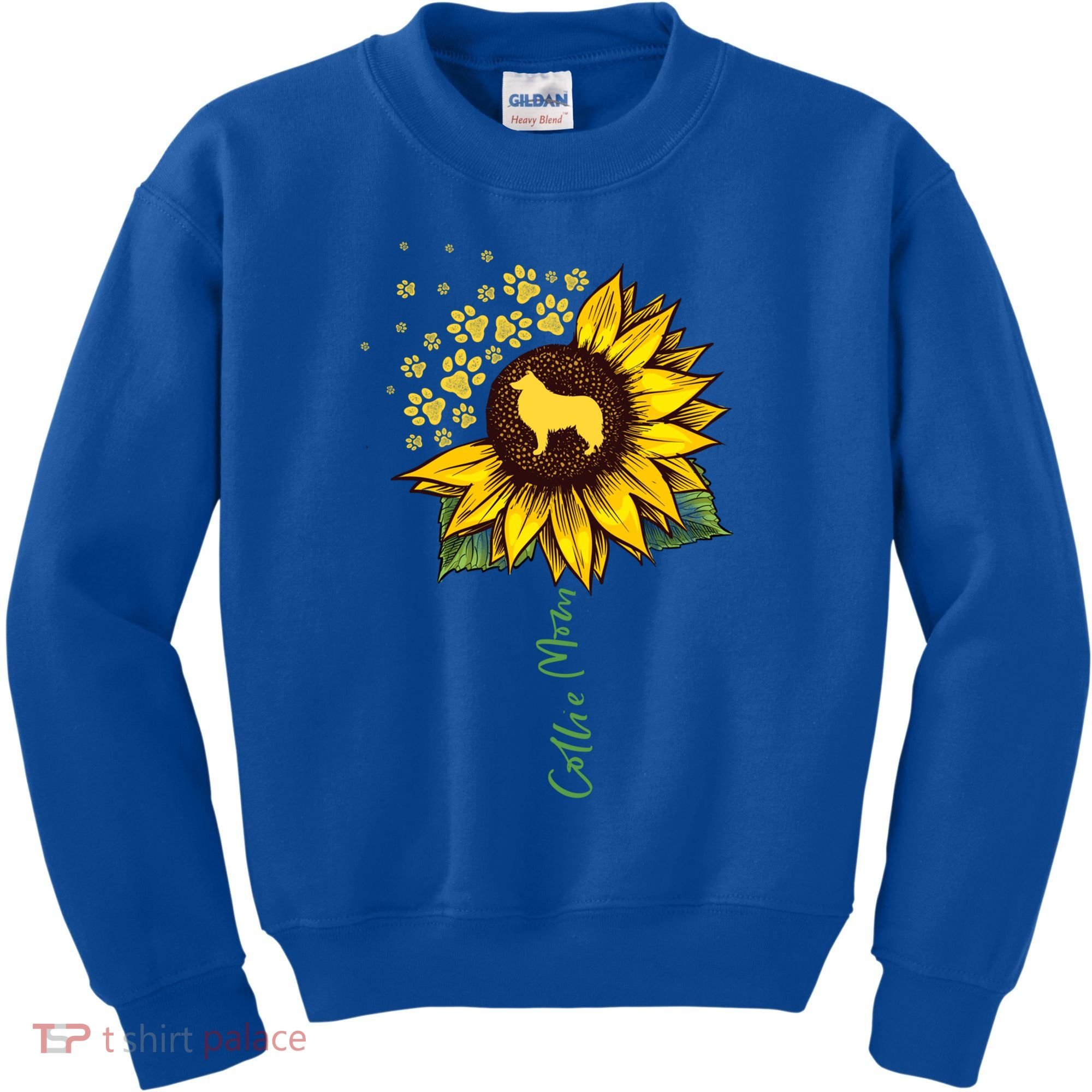 Collie Mom Sunflower Rough Collie Funny Gift Dog Mom Mama Gift Kids Sweatshirt