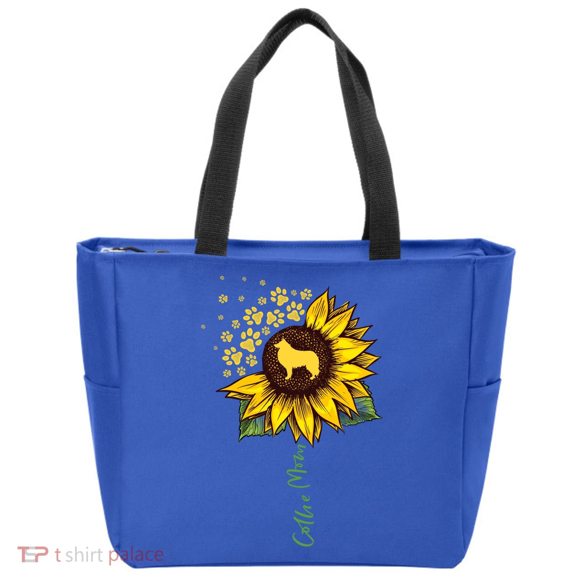 Collie Mom Sunflower Rough Collie Funny Gift Dog Mom Mama Gift Tote Bag