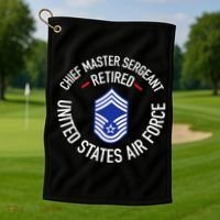 Chief Master Sergeant Retired Retirement Golf Towel thumb 1