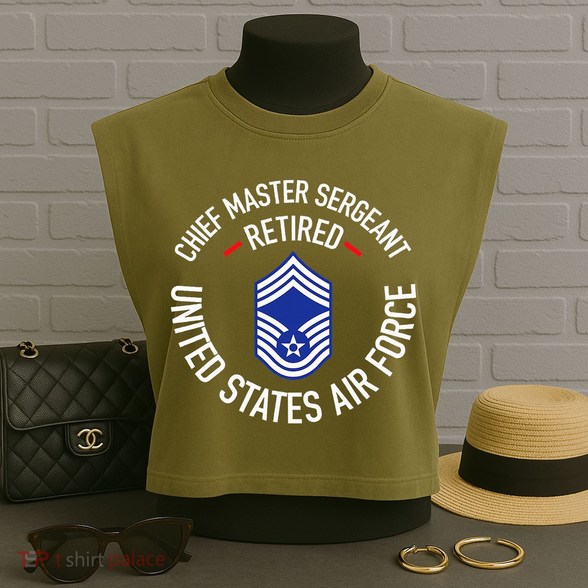 Chief Master Sergeant Retired Retirement Garment-Dyed Women's Muscle Tee