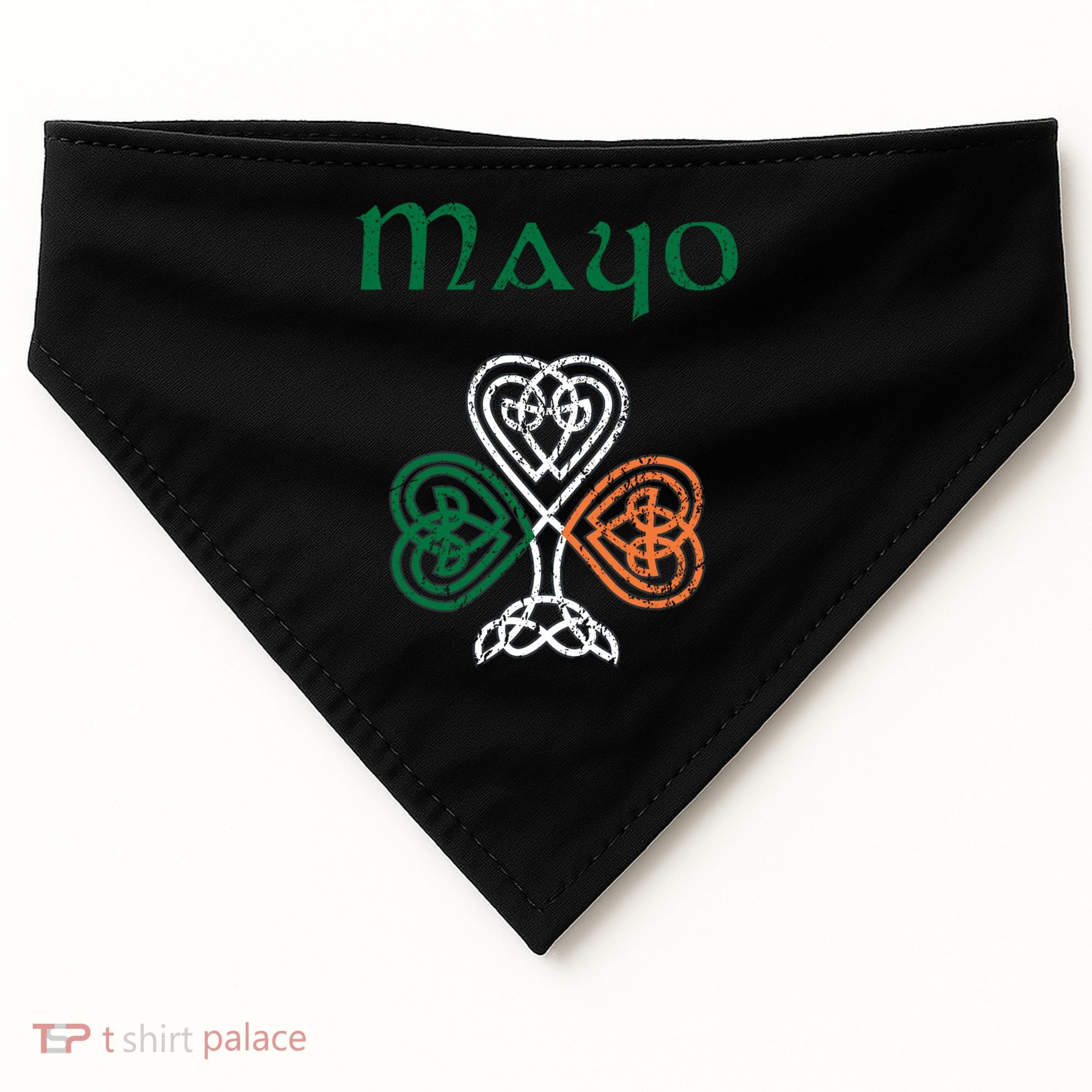 County Mayo Shamrock Ireland Flag Craic And Ceol Gift USA-Made Doggie Bandana