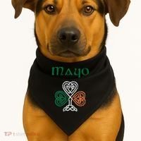 County Mayo Shamrock Ireland Flag Craic And Ceol Gift USA-Made Doggie Bandana thumb 1