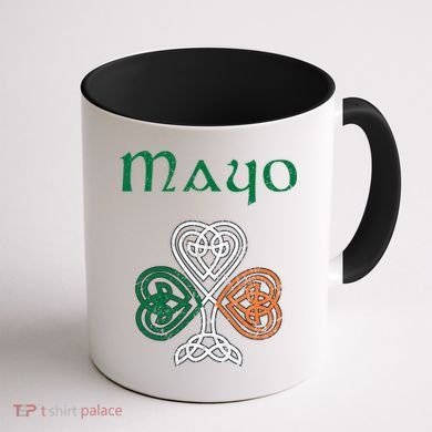 County Mayo Shamrock Ireland Flag Craic And Ceol Gift Coffee Mug back