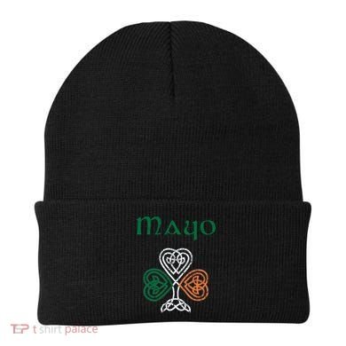 County Mayo Shamrock Ireland Flag Craic And Ceol Gift Beanie