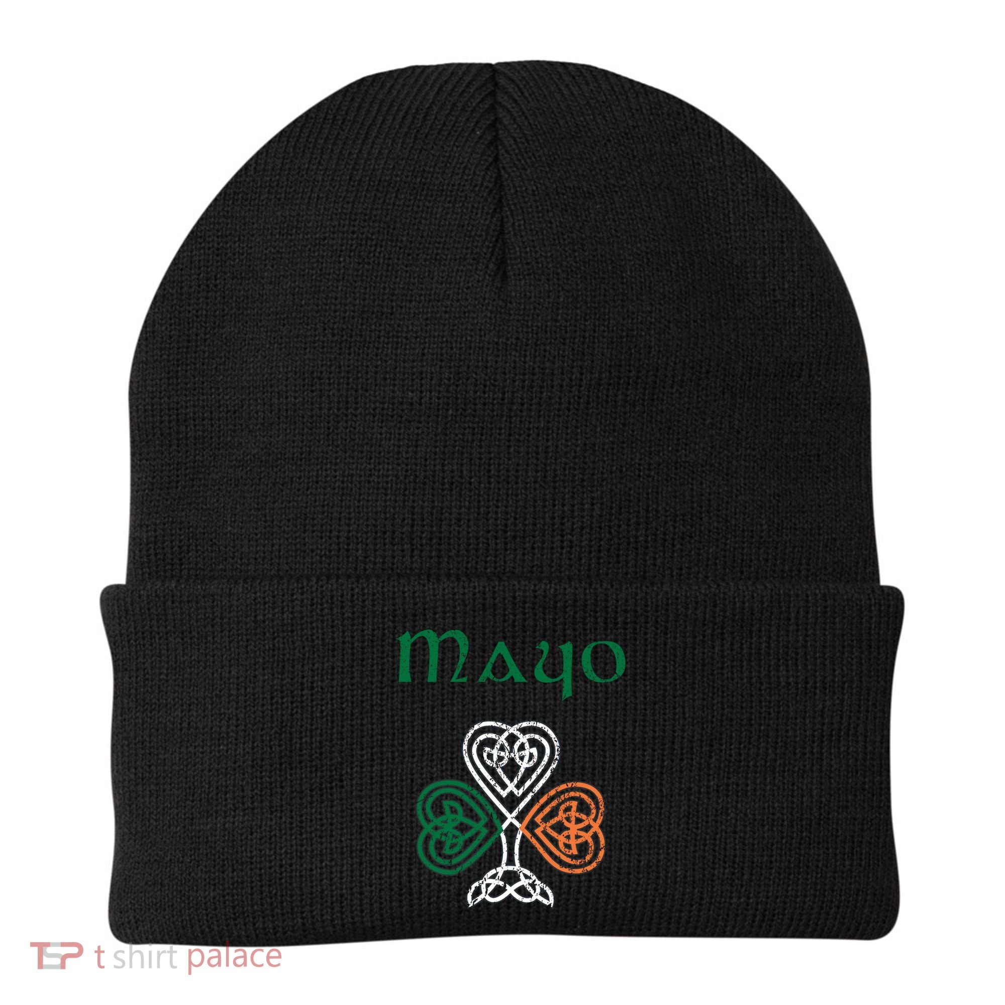 County Mayo Shamrock Ireland Flag Craic And Ceol Gift Beanie