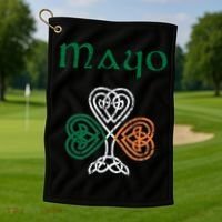 County Mayo Shamrock Ireland Flag Craic And Ceol Gift Golf Towel thumb 1