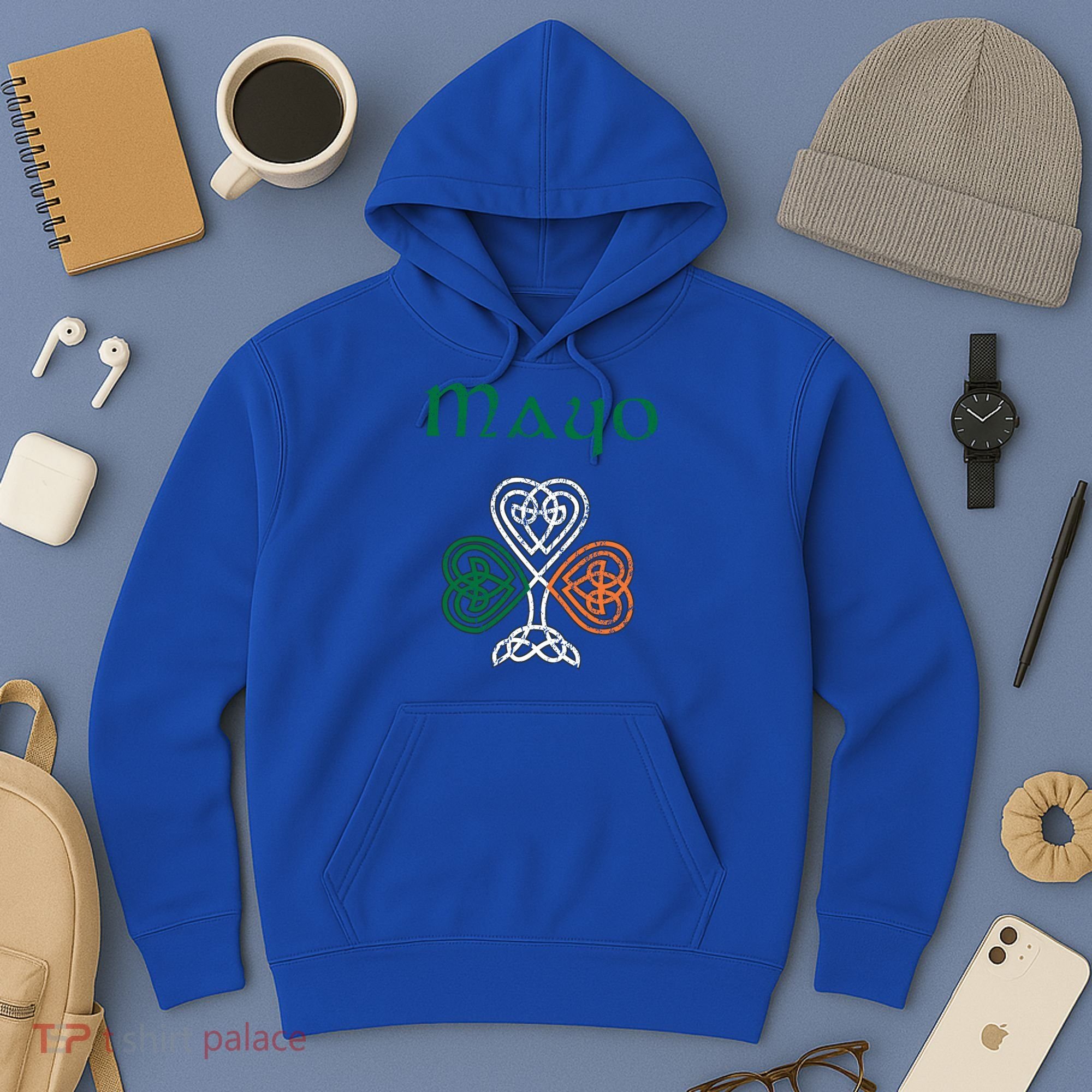 County Mayo Shamrock Ireland Flag Craic And Ceol Gift Hoodie