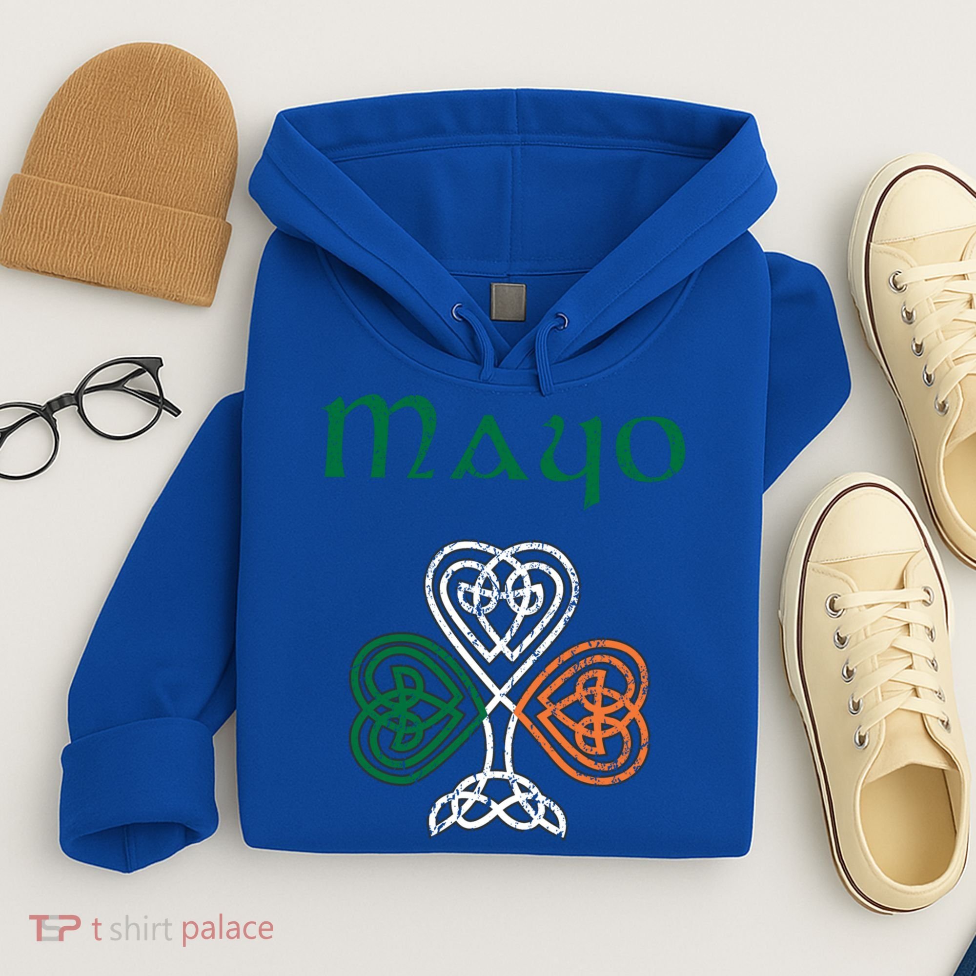 County Mayo Shamrock Ireland Flag Craic And Ceol Gift Hoodie