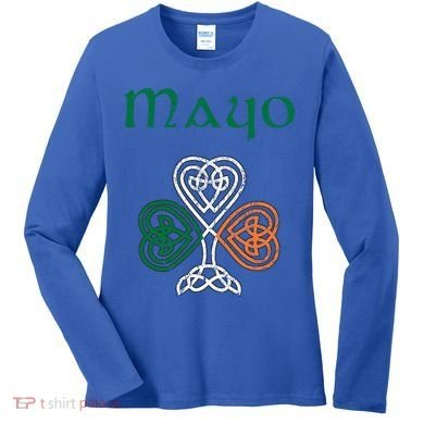 County Mayo Shamrock Ireland Flag Craic And Ceol Gift Women's Long Sleeve Shirt