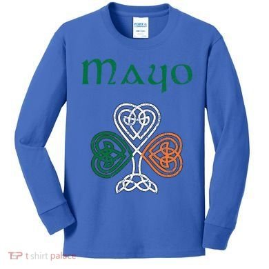 County Mayo Shamrock Ireland Flag Craic And Ceol Gift Kids Long Sleeve Shirt