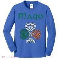 County Mayo Shamrock Ireland Flag Craic And Ceol Gift Kids Long Sleeve Shirt thumb 0