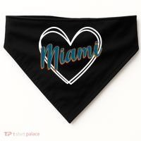 Cute Miami Sports Football Heart USA-Made Doggie Bandana thumb 0