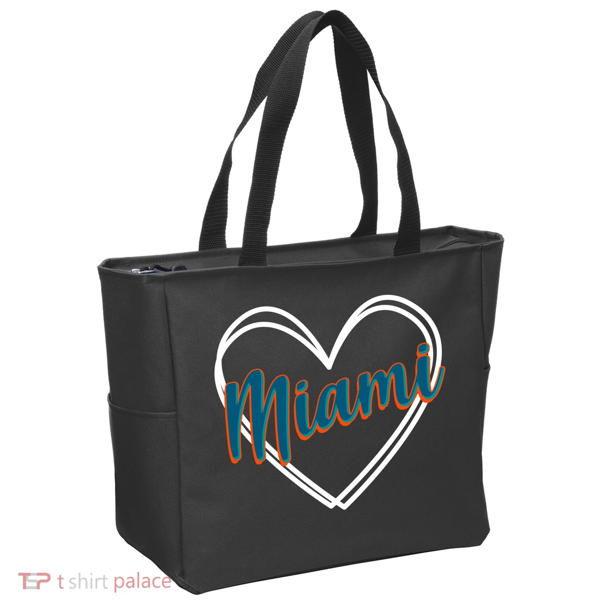 Cute Miami Sports Football Heart Tote Bag