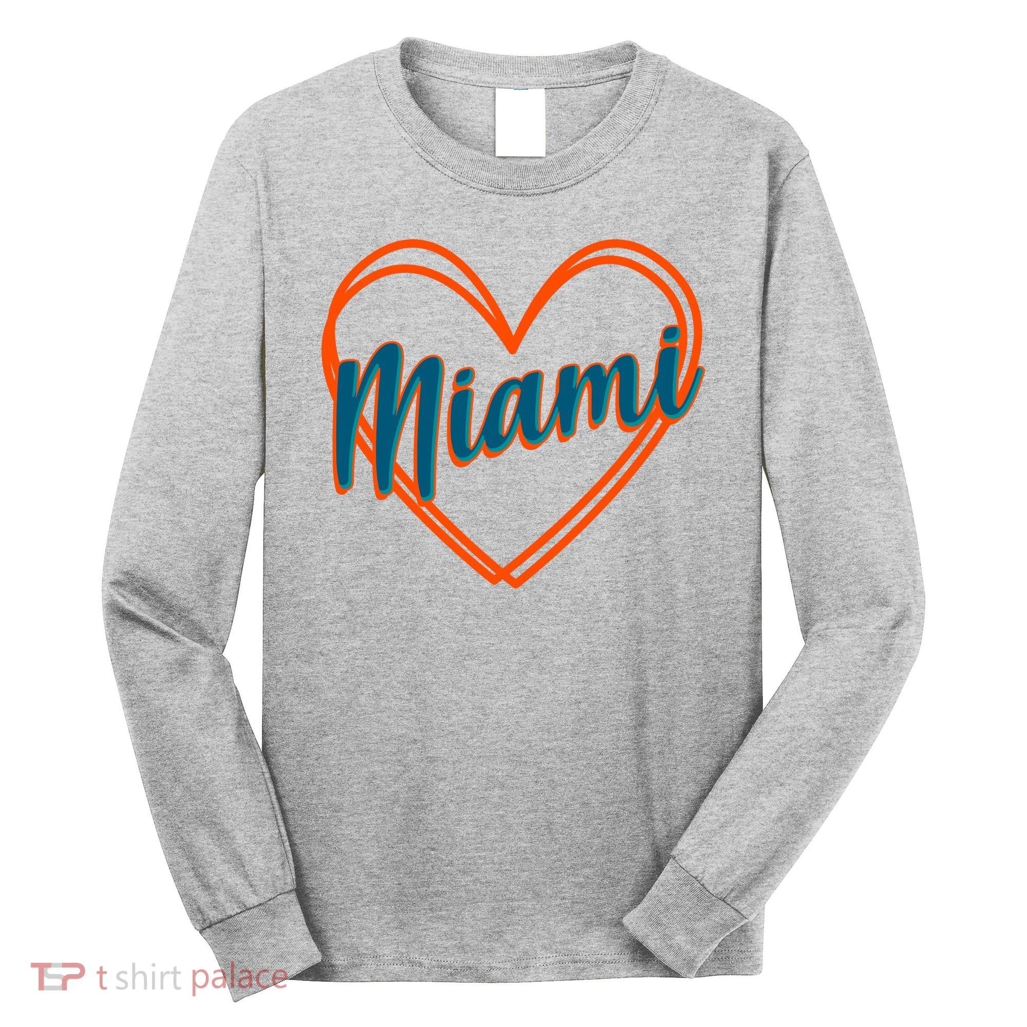 Cute Miami Sports Football Heart Long Sleeve Shirt
