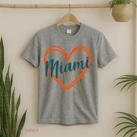 Cute Miami Sports Football Heart T-Shirt thumb 2