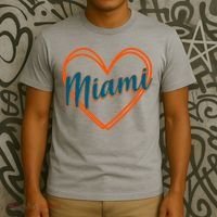Cute Miami Sports Football Heart T-Shirt thumb 3