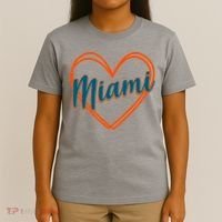 Cute Miami Sports Football Heart T-Shirt thumb 4