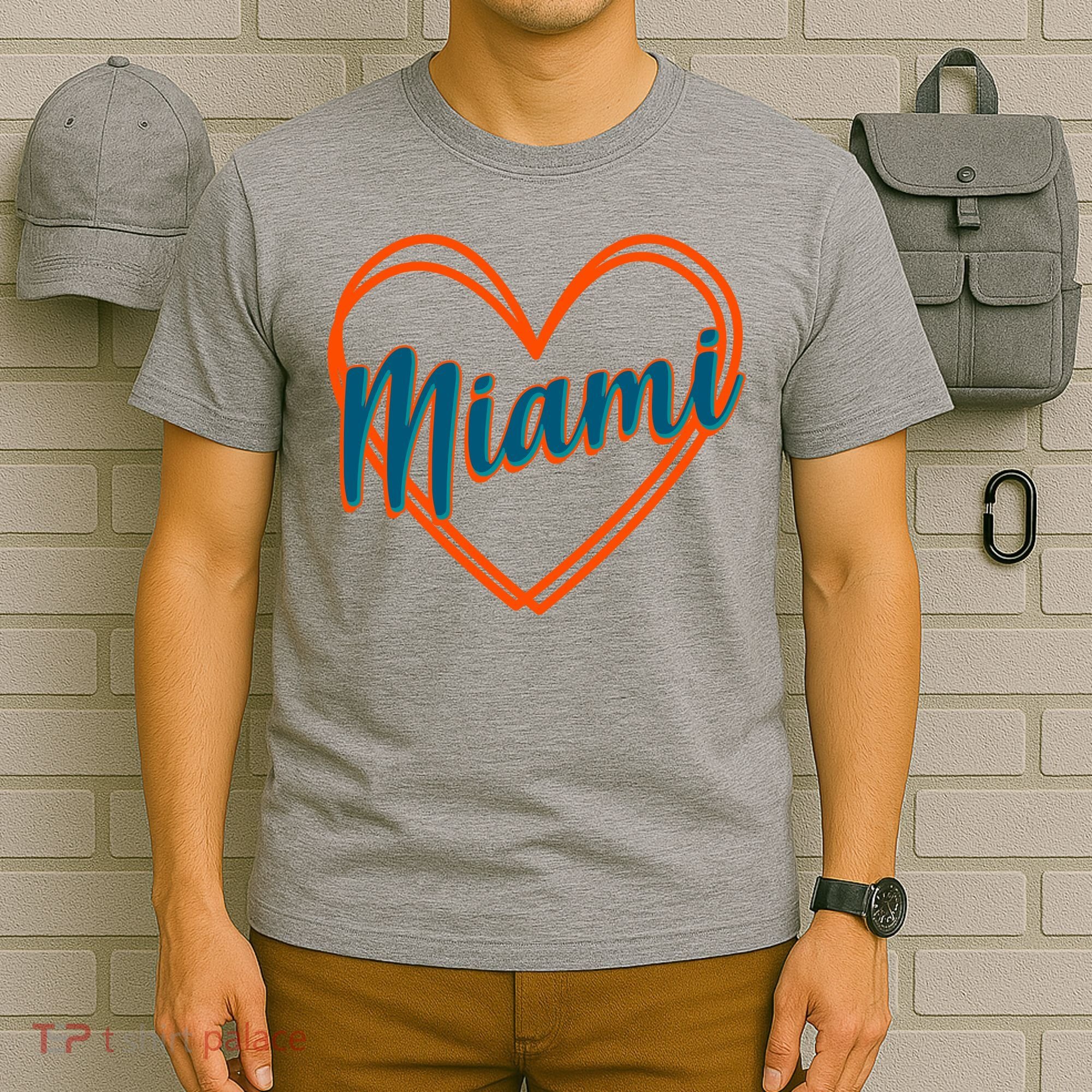 Cute Miami Sports Football Heart T-Shirt