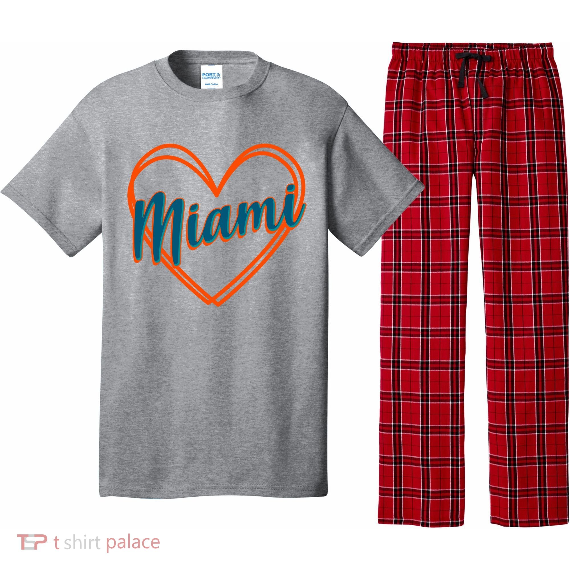 Cute Miami Sports Football Heart Pajama Set