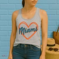 Cute Miami Sports Football Heart Women's Tank Top thumb 2