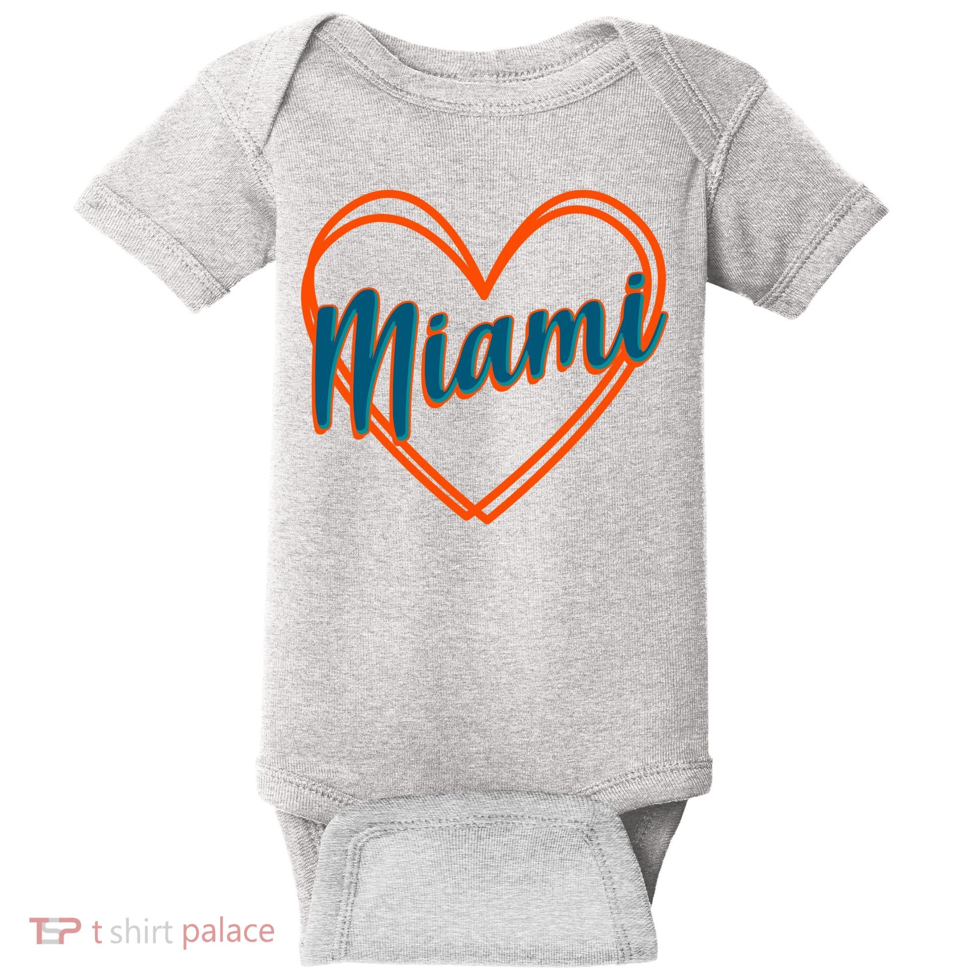 Cute Miami Sports Football Heart Baby Bodysuit