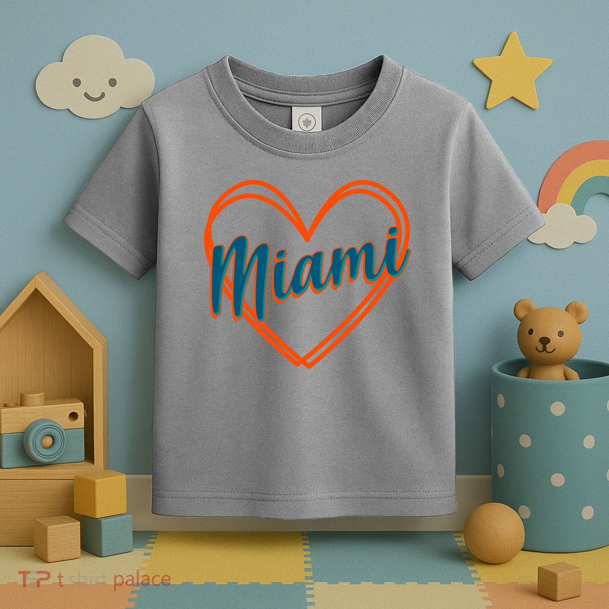 Cute Miami Sports Football Heart Toddler T-Shirt