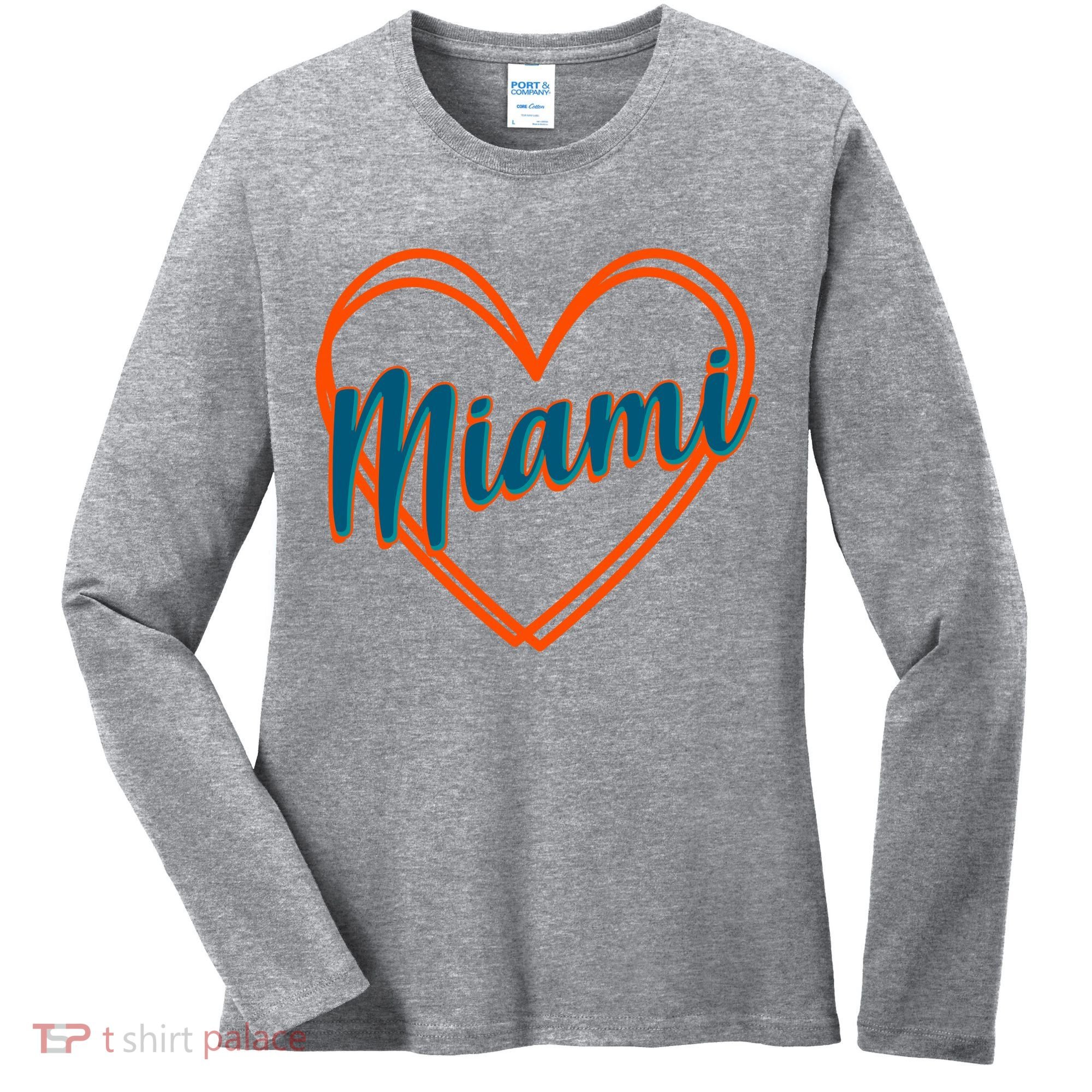Cute Miami Sports Football Heart Women's Long Sleeve Shirt